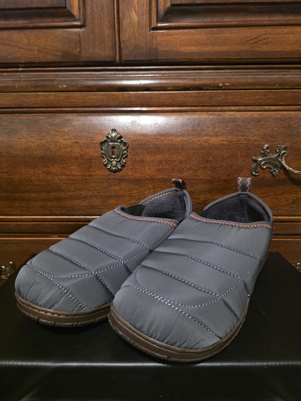 Men's Quilted Slip-On Loafers - Gray with Brown Sole